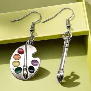 Artistic Palette and Brush Earrings